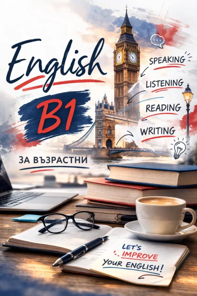 Английски с ваучери: А1, А2, B1- смесена форма, 18:30-21:20 - вторник и четвъртък, 18:00 - 20:50 - петък